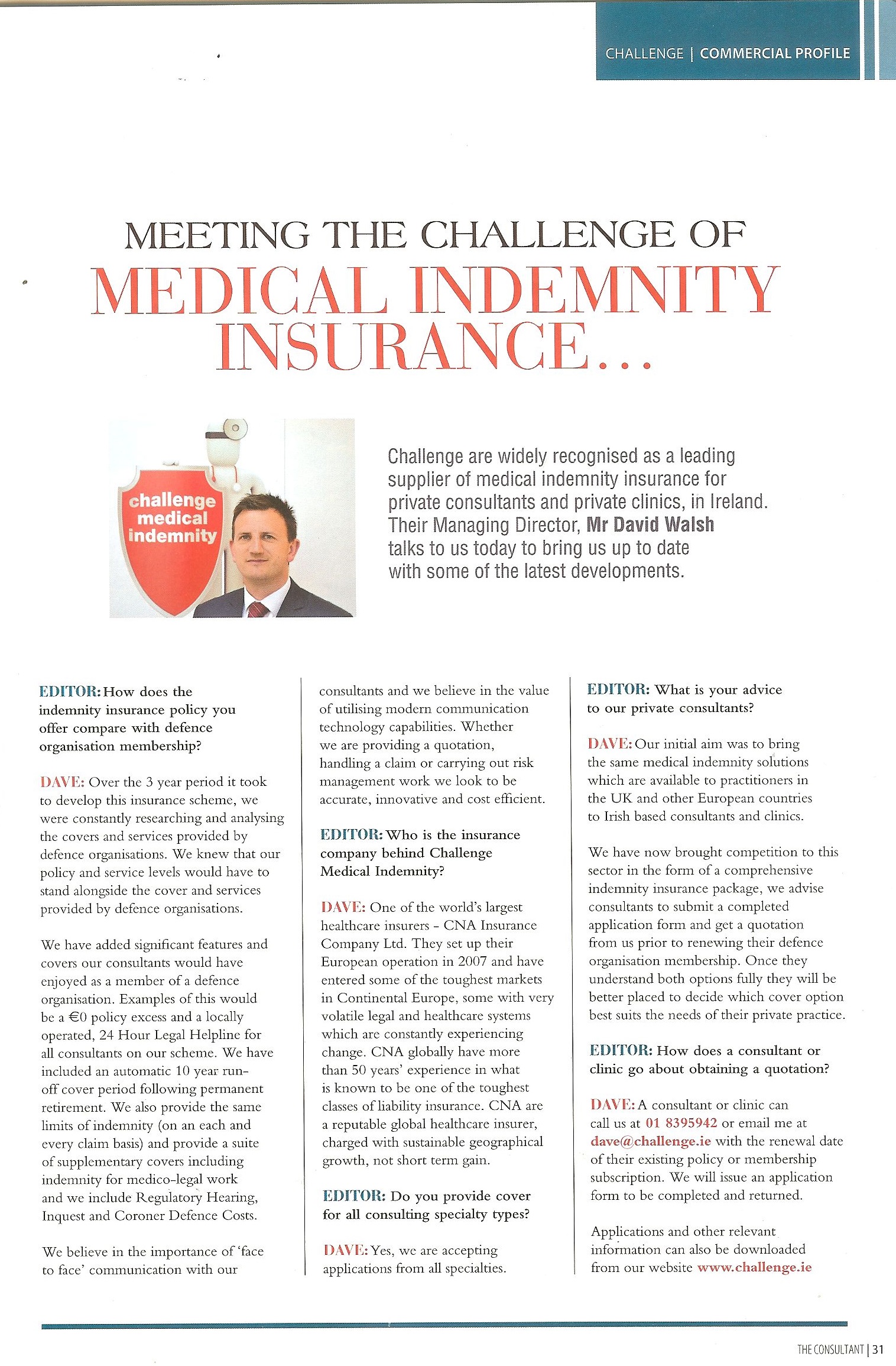 Medical Indemnity for Consultants on Irish Medical Council Specialist Register